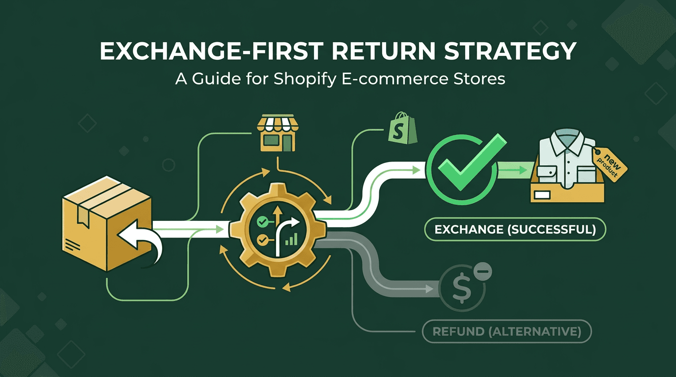 Exchange-first return strategy diagram showing revenue retention for Shopify stores
